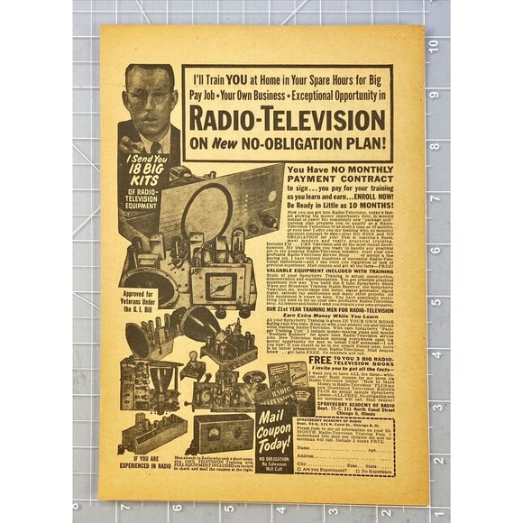 Sprayberry Academy of Radio-TV Training Kits at Home Vintage Print Ad 1954 - Picture 2 of 3
